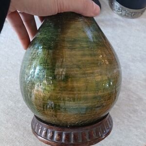 Green crackled glass vase
